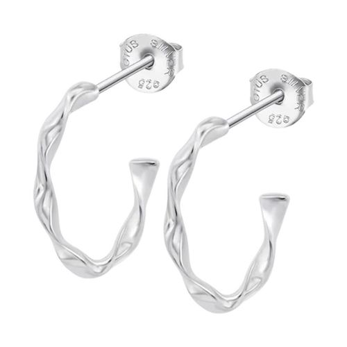 Boucles oreilles Créoles Silver torsadées argent - Lotus - Modalova