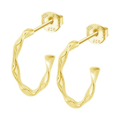 Boucles oreilles Créoles Silver torsadées dorées - Lotus - Modalova