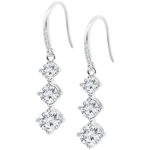Boucles oreilles Boucles d'oreille Silver triple oxydes blancs - Lotus - Modalova