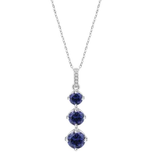 Collier Collier Silver triple oxyde bleu - Lotus - Modalova