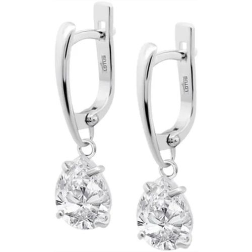 Boucles oreilles Créoles Silver pavées d'oxydes - Lotus - Modalova
