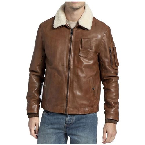 Blouson Blouson aviateur en cuir ref 50587 Cognac - Giorgio - Modalova