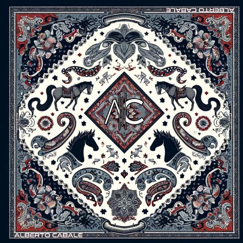 Echarpe Petit carré de soie Bandana Horse Cléo - Alberto Cabale - Modalova