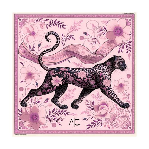 Echarpe Petit carré de soie Proud Panther Cléo - Alberto Cabale - Modalova