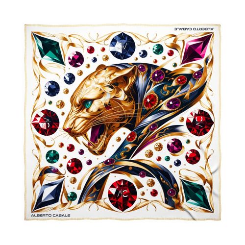 Echarpe Grand carré de soie Metal Panther Zoé - Alberto Cabale - Modalova