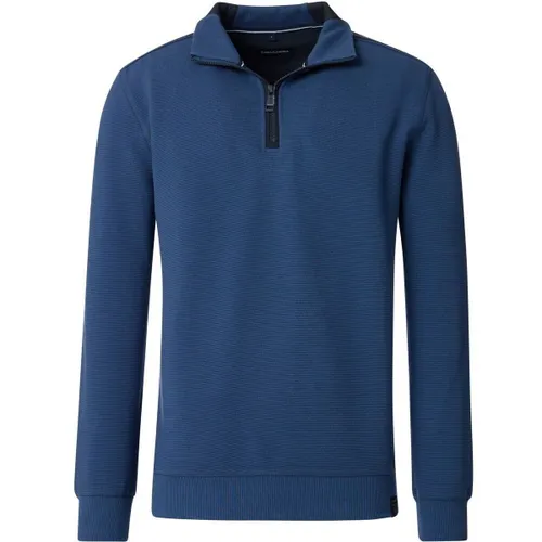 Sweat-shirt Pull Demi-Zip Dark Indigo - Casamoda - Modalova