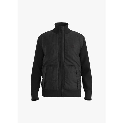 Manteau Veste bi-matière noire en laine - BOSS - Modalova