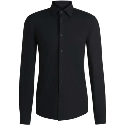 Chemise Chemise à motifs ajustée noire stretch - BOSS - Modalova