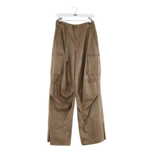 Pantalon Pantalon droit en cuir marron - Salvatore Ferragamo - Modalova