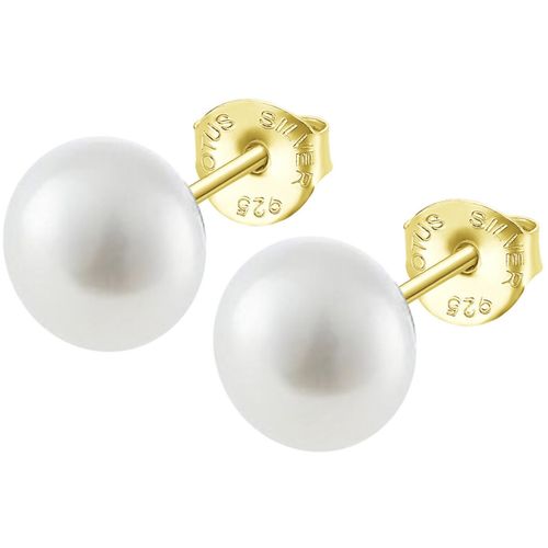 Boucles oreilles Puces d'oreilles Silver perle 8 mm argent doré - Lotus - Modalova