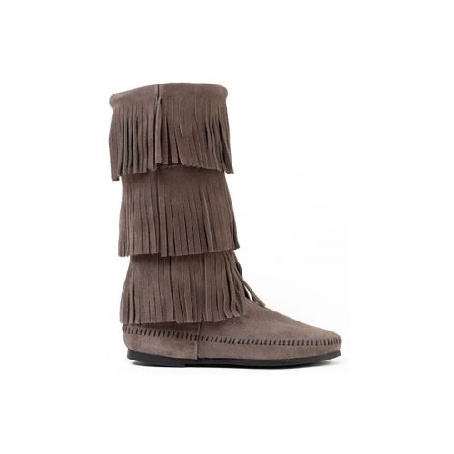 Bottes plates Bottes en cuir et daim 3-LAYER FRINGE - Minnetonka - Modalova