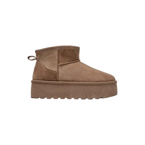 Bottines Bottines fourrées à plateforme effet daim, Taupe - Vera Collection - Modalova