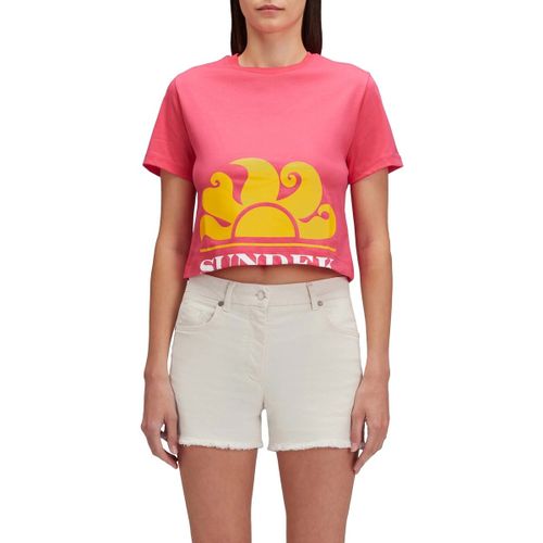 T-shirt Cropped With Maxi Logo Print - Sundek - Modalova