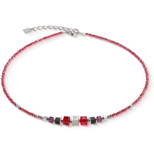 Collier Collier Wave Cube Flow argenté/rouge - Coeur De Lion - Modalova