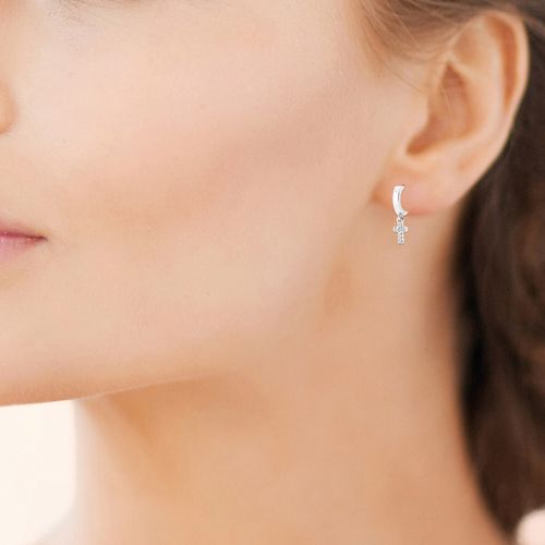 Boucles oreilles Créoles argent et croix empierrée - Brillaxis - Modalova