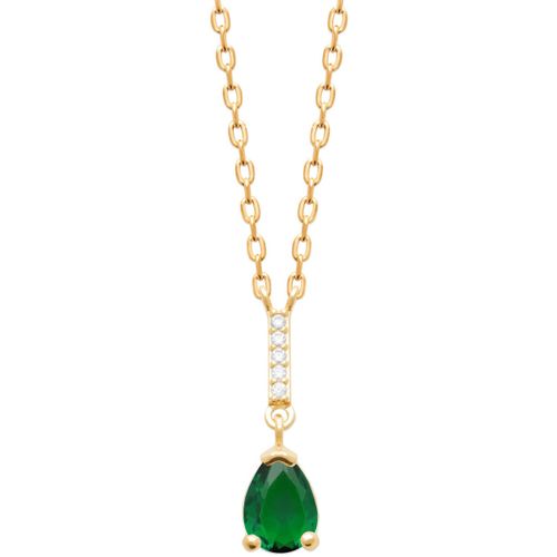 Collier Collier plaqué or oxyde vert forme poire - Brillaxis - Modalova