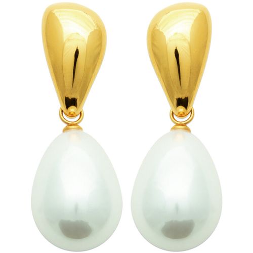 Boucles oreilles Boucles d'oreilles acier doré perle blanche - Brillaxis - Modalova