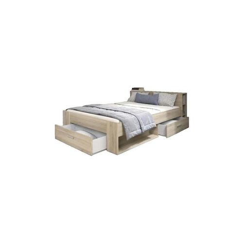 Lits doubles Lit double Moderne avec rangement bois et blanc - demeyere - Modalova