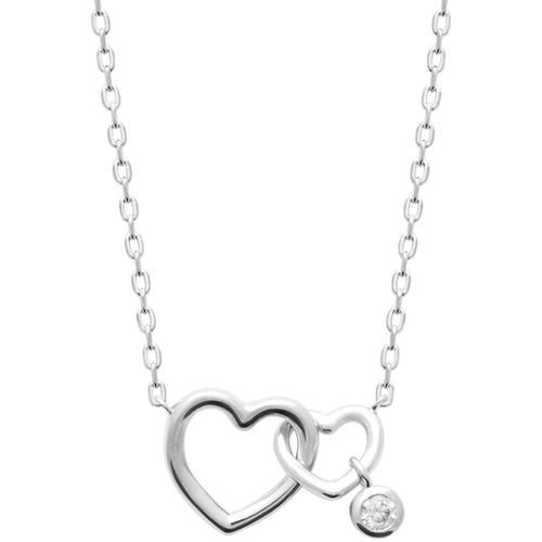 Collier Collier double coeur argent rhodié pampille OZ - Brillaxis - Modalova