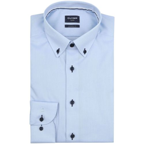 Chemise Chemise Luxor Boutons Contrastés Bleu Clair - Olymp - Modalova