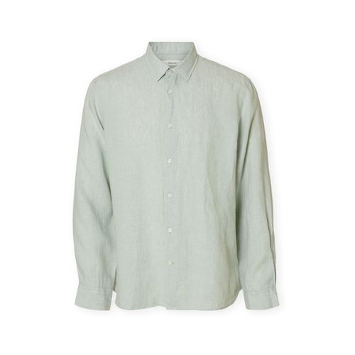 Chemise Noos Regkylian-Linen Shirt - Aqua Gray/White - Selected - Modalova