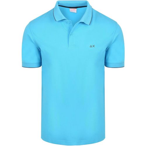 T-shirt Polo Col Rayé Fin Bleu Clair - Sun68 - Modalova