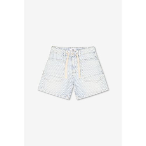 Short Short en jeans mado à rayures bleu et blanc - Le Temps des Cerises - Modalova