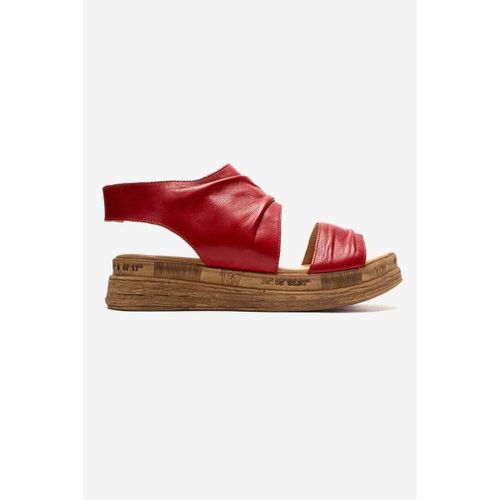 Sandales compensées Lunas - Red Genuine Leather Side-Zip Sandal (Women) - Forever & Always Shoes - Modalova