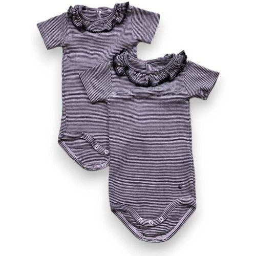 Bodies Lot de 2 bodies blanc et bleu à rayures - Petit Bateau - Modalova