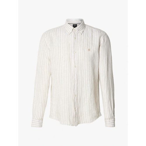 Chemise Chemise à rayures beige en lin - BOSS - Modalova