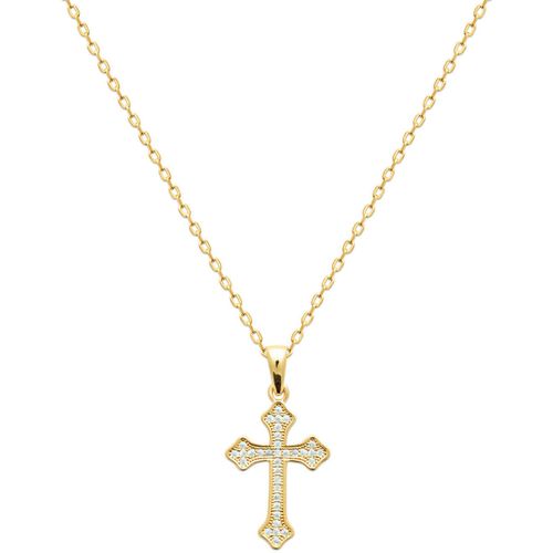Collier Pendentif croix plaqué or 22x15mm - Brillaxis - Modalova