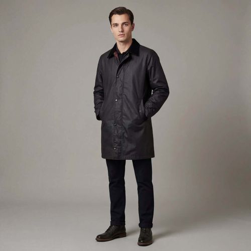Manteau Trench-coat en coton waxé noir - Harrington - Modalova