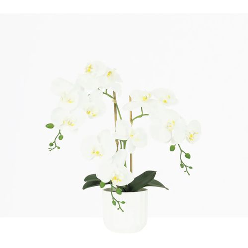 Plantes artificielles Orchidée artificielle toucher naturel blanc 52cm - Ligne Déco - Modalova