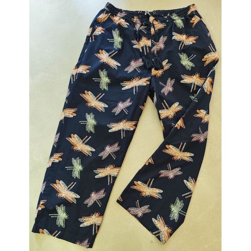 Bas de pyjama Pantalon coton taille 50 bleu marine motif libellule - Ulla Popken - Modalova