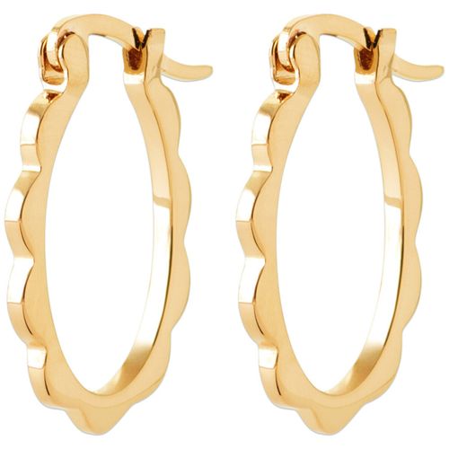 Boucles oreilles Créoles ovalisées et texturées plaqué or - Brillaxis - Modalova