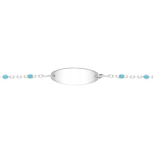 Bracelets Identité bébé argent rhodié perles résine turquoise - Brillaxis - Modalova