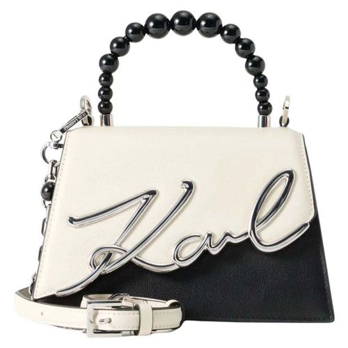 Sac à main Sac Bandoulière Signature 2.0 Perles Cuir Noir Blanc - Karl Lagerfeld - Modalova