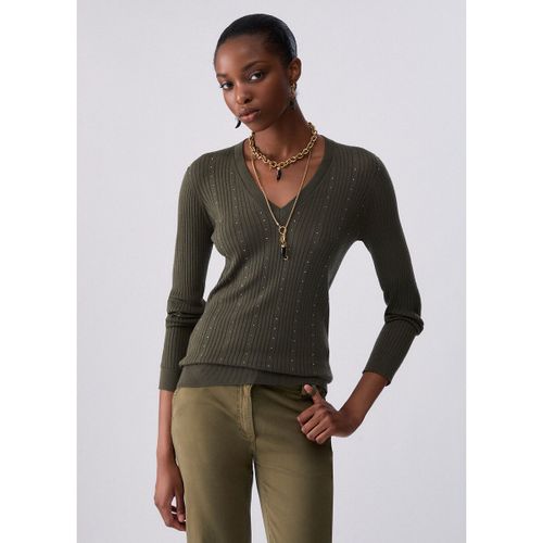 Pull Maille en laine avec col V - Liu Jo - Modalova
