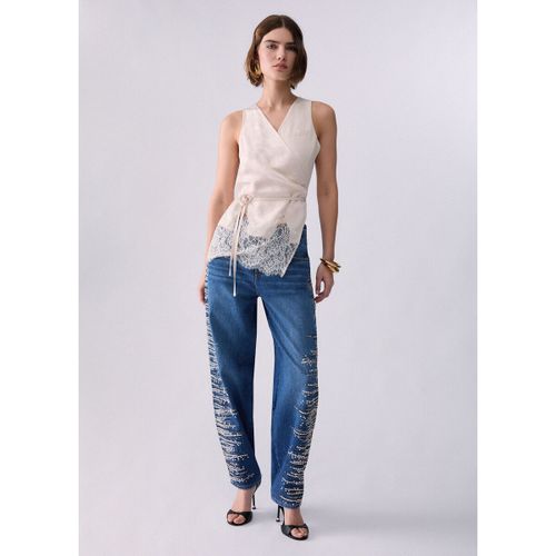 Blouses Top jacquard avec détails en dentelle - Liu Jo - Modalova