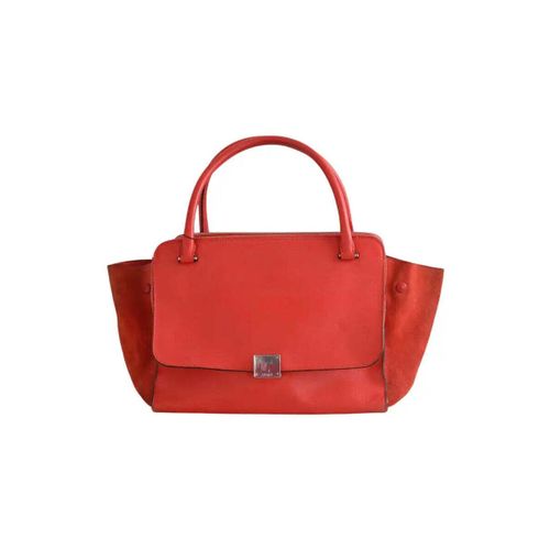 Sac à main Cabas Trapeze en cuir et daim orange - Céline - Modalova
