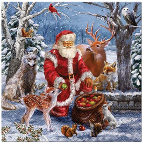 Serviettes de table 20 serviettes en papier 33 x 33 cm Pere Noel et ses animaux - U10 - Modalova