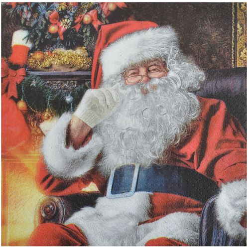 Serviettes de table 20 serviettes en papier Pere noel dans son fauteuil - U10 - Modalova