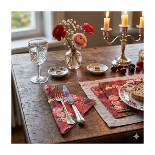 Serviettes de table 20 serviettes en papier renoncules et roses 33 cm - U10 - Modalova