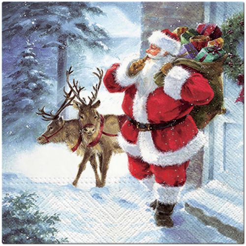Serviettes de table 20 serviettes papier Pere noel et ses rennes - U10 - Modalova