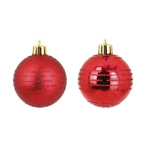 Décorations de noël Set de 8 Boules de Noël Rayures Rouge - U10 - Modalova