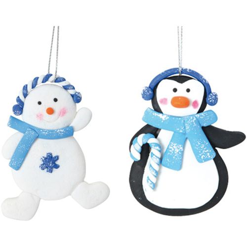 Décorations de noël Set de Deux Suspensions Pingouin et Bon de Neige - U10 - Modalova