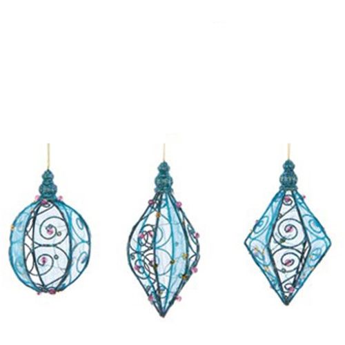 Décorations de noël Lot de 3 Boules de Noël en Métal Bleu et Rose - U10 - Modalova