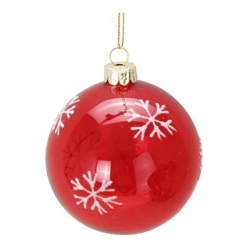 Décorations de noël Boule de Noël en verre rouge avec flocons - U10 - Modalova