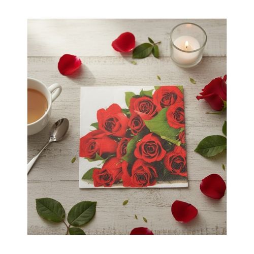 Serviettes de table Lot de 20 serviettes papier Roses rouge - U10 - Modalova