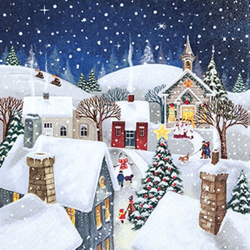 Serviettes de table Lot de 20 serviettes papier village enneigé de noel - U10 - Modalova